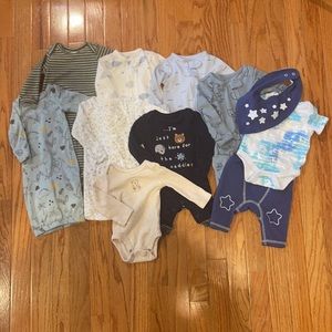 Newborn Baby Boy Clothes 11 piece Bundle: Mostly Carter’s